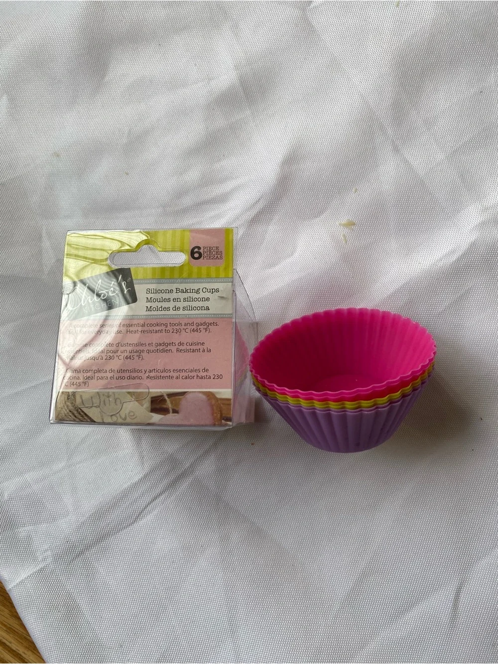 Reusable Silicone Cake Cup Set in Purple, Pink, and Green